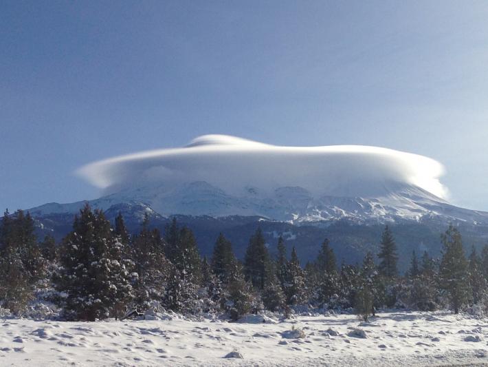 Cloud Hovering Over Mount Shasta, by Gerry Ramos