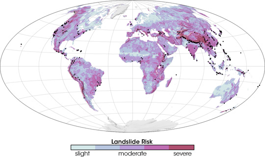 World map of landslide susceptibility.