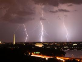 Three lightning bolts strike above Washington DC - by Brian Allen