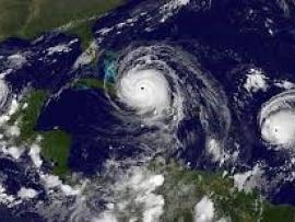 Satellite image of a hurricane.