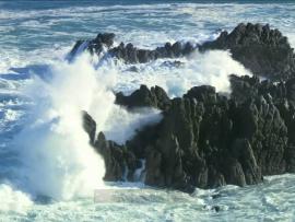 Waves crashing on the rocks