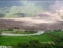 Landslide in the Philippine village of Guinsaugon,