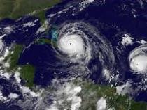 Satellite image of a hurricane.