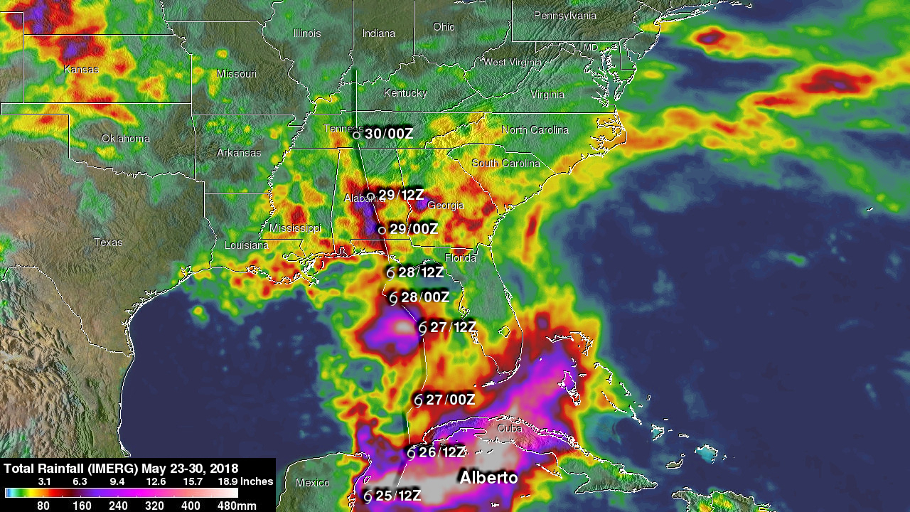 Alberto Makes Landfall, Brings Heavy Rains to Parts of the Southeast