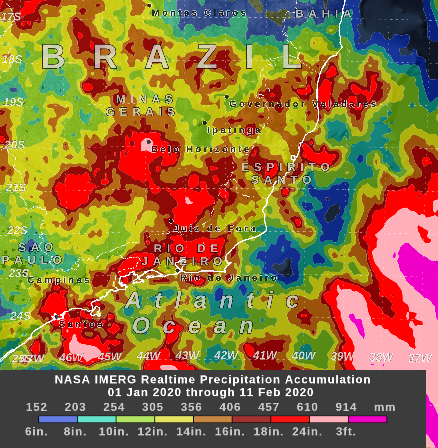 Heavy Rain Leads To Flooding In Brazil NASA Global Precipitation   Brazil202001.update0UTCfeb12 