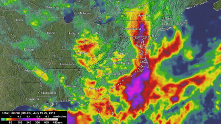 GPM IMERG Adds Up Heavy Rainfall Over the U.S. East Coast