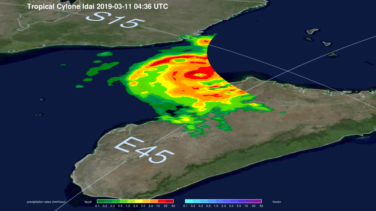 GPM Flies Over Developing Tropical Storm Idai Twice