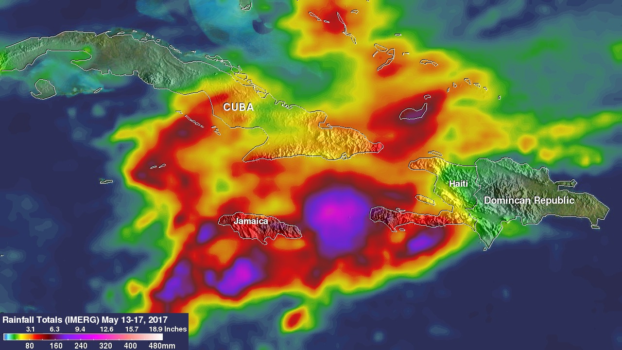 Heavy Rainfall In The Caribbean Measured By IMERG 