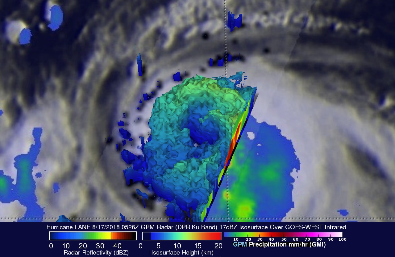 Intensifying Hurricane Lane Examined by GPM Satellite