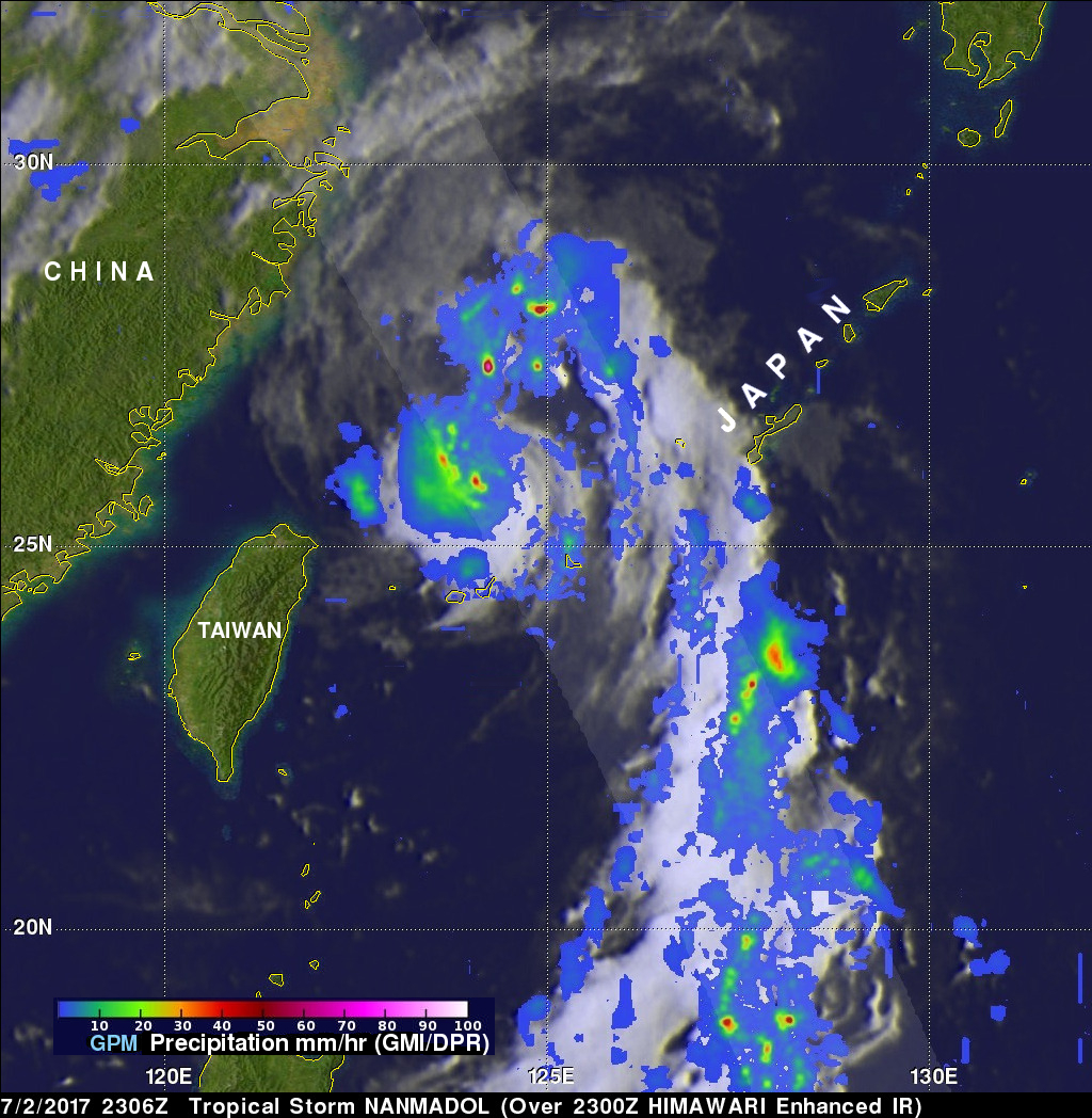 GPM Views Intensifying Tropical Storm Nanmadol 
