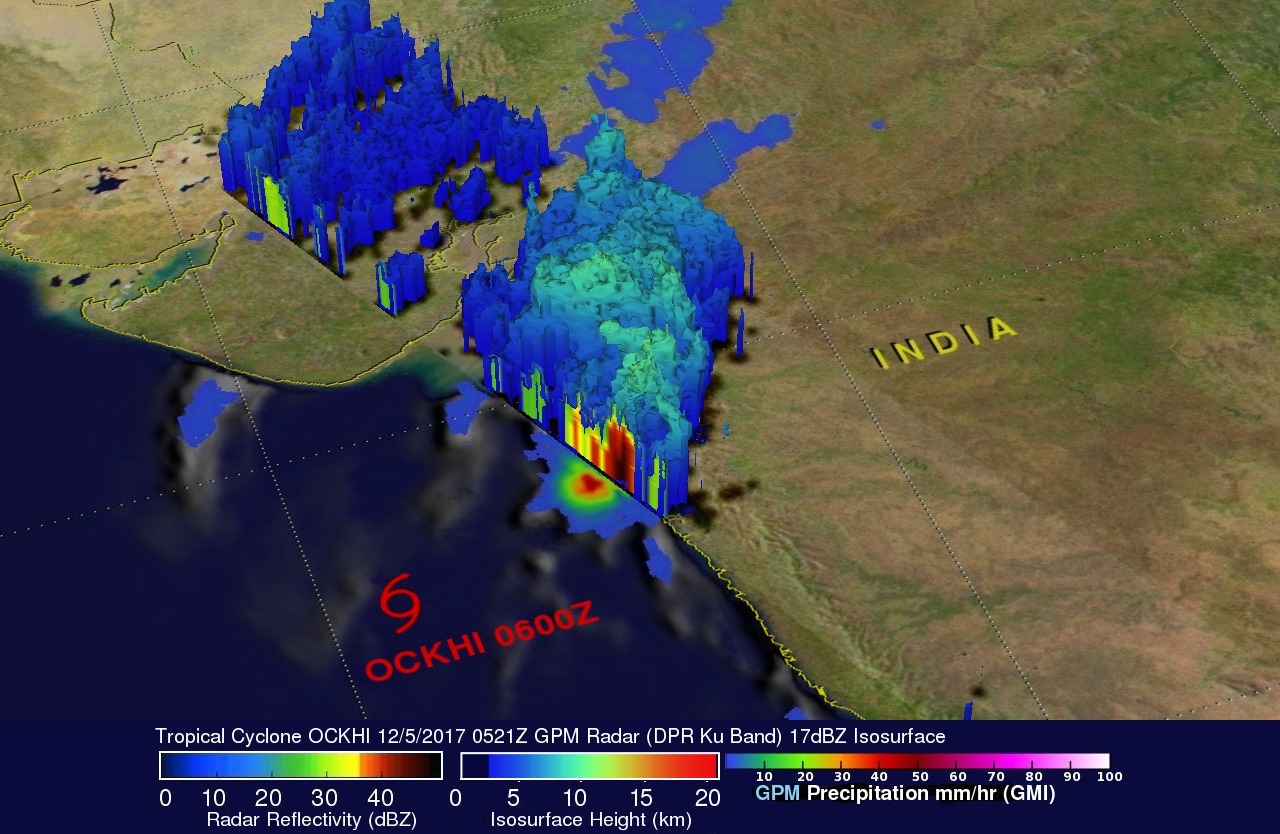  GPM Sees Ockhi's Rain Reaching India's Western Coast