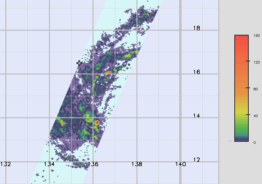 Surface rainfall accumulations (mm) estimated from the NASA IMERG satellite precipitation product from 00 UTC 25 November to 03 UTC 4 December 2019 in association with the passage of Typhoon Kammuri.  