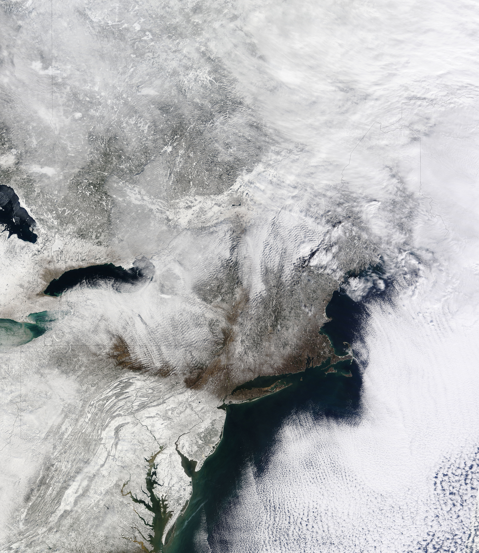 Satellite image of heavy snow around US Capitol in 2010