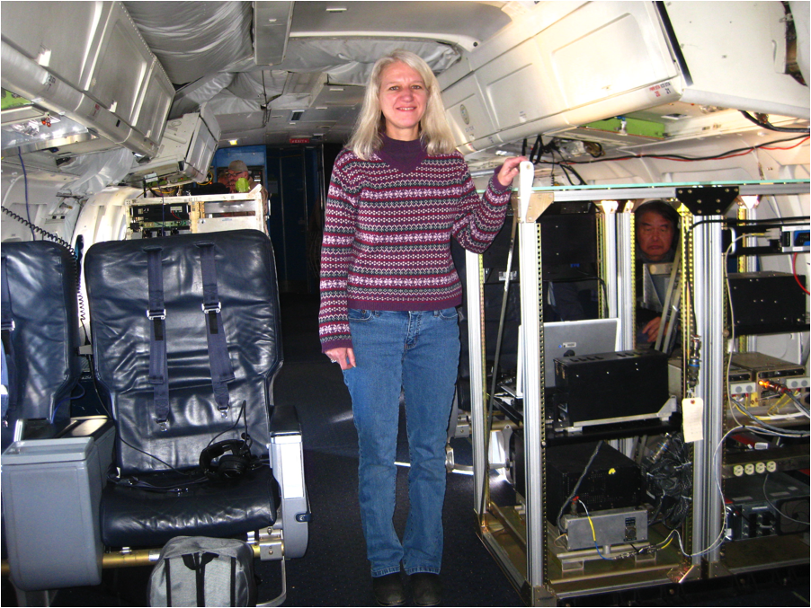 GPM Deputy Project Scientist Gail Skafronick-Jackson standing inside the DC-8
