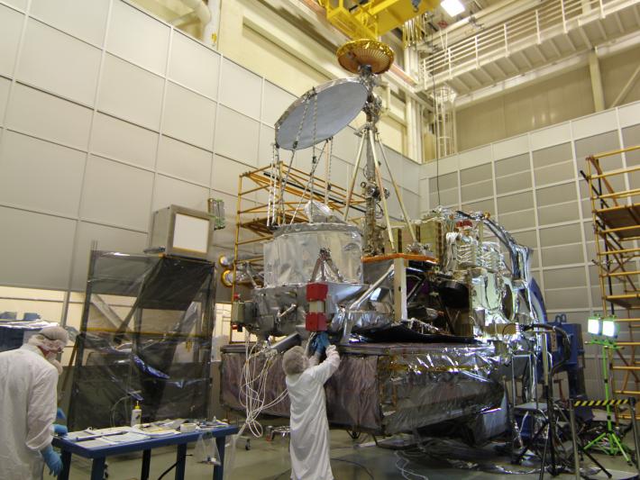 Engineers working on the GPM Core Observatory