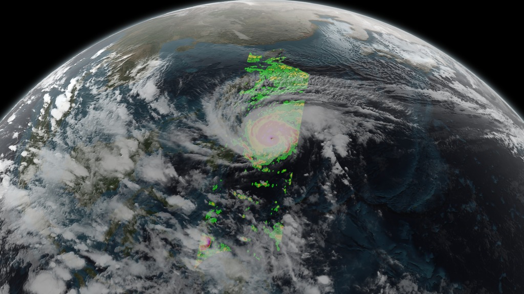 This image shows GPM's pass over Typhoon Hagupit and precipitation over the western Pacific Ocean