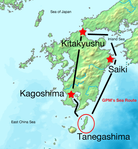 Map of GPM's route through Japan