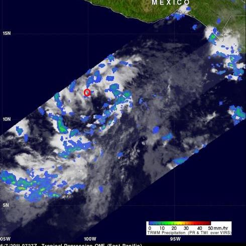 TRMM image of tropical depression ONE-E