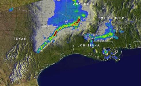 TRMM image of tornadic Texas storms