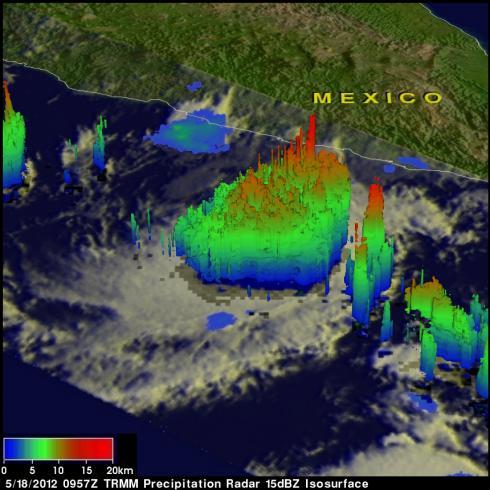 TRMM radar image of tropical cyclone developing near Mexico