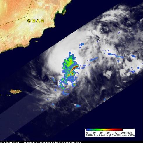 TRMM image of tropical cyclone aproaching Oman