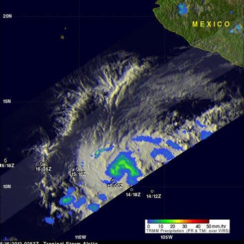 TRMM image of tropical storm Aletta forming