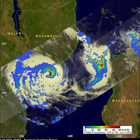 TRMM image of Tropical Cyclone Funso over Mozambique