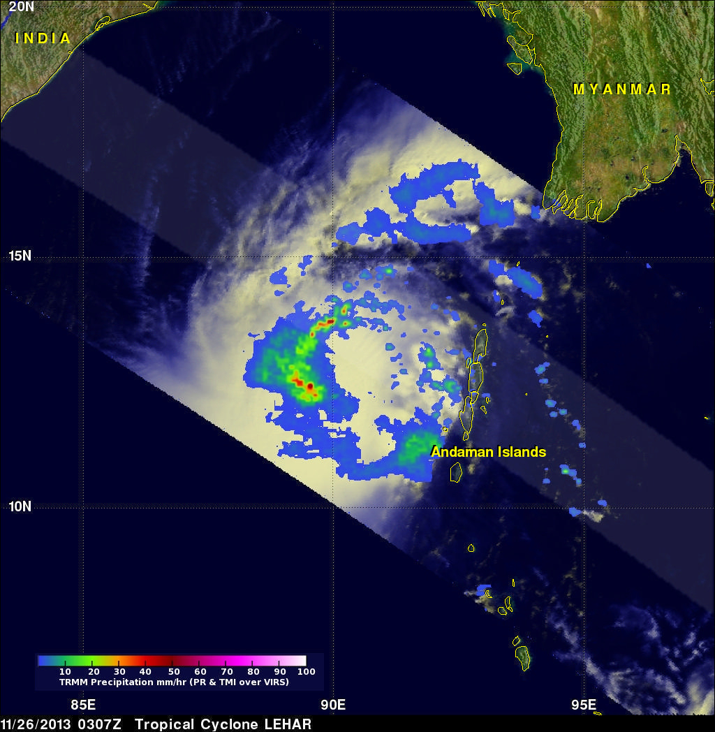 Tropical Cyclone Lehar Moving Toward India