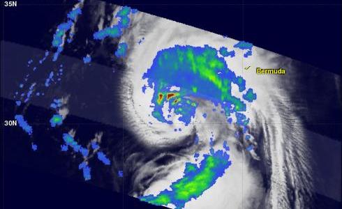 TRMM image of tropical storm Maria near the Bermudas