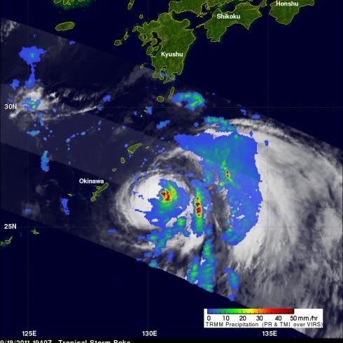 TRMM image of tropical cyclone near Japan