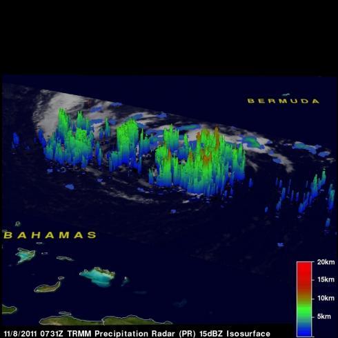 TRMM radar image of subtropical storm Sean near Bermuda