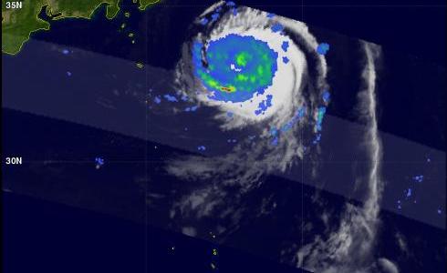 TRMM image of tropical cyclone Sonca near Japan