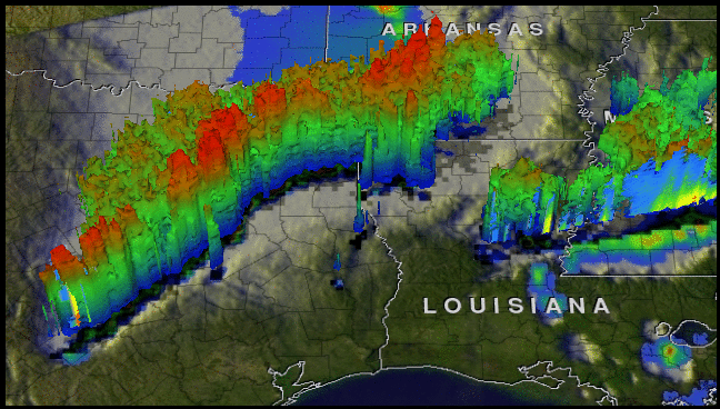 TRMM animated image of Tornadic texas storms