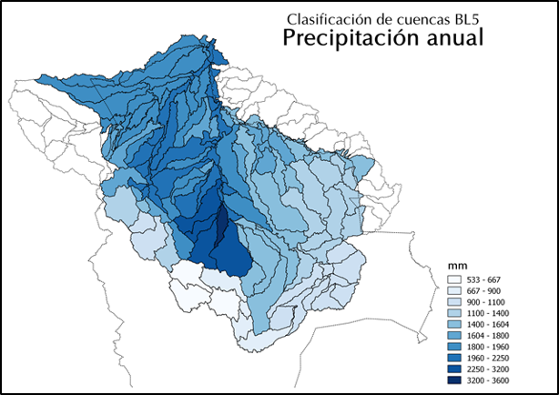 Annual precip in the Amazon