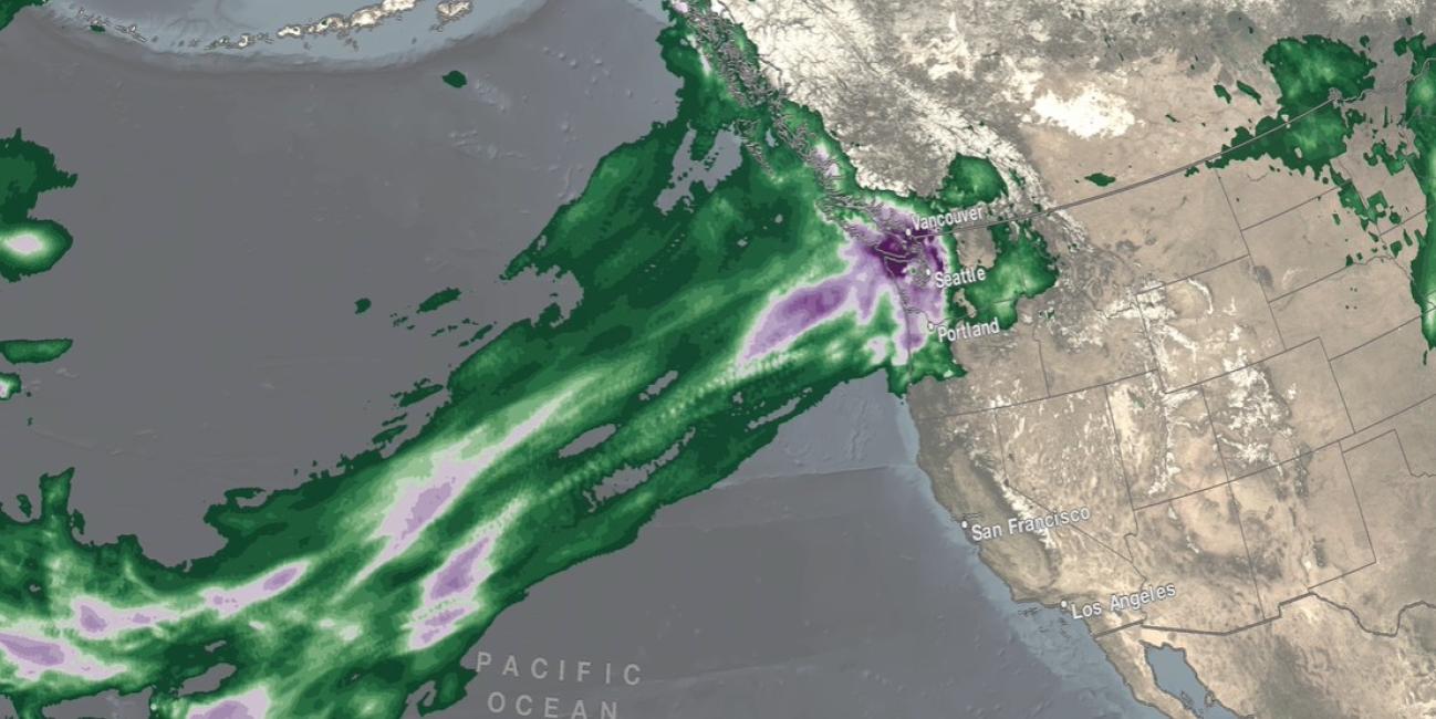 IMERG rainfall totals from the Nov. 2021 atmospheric river.
