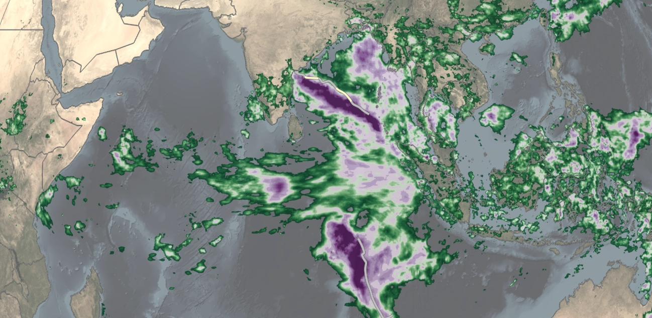 IMERG totals from twin cyclones in the Indian Ocean