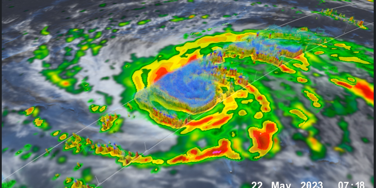 GPM Core Observatory data of precipitation within Typhoon Mawar