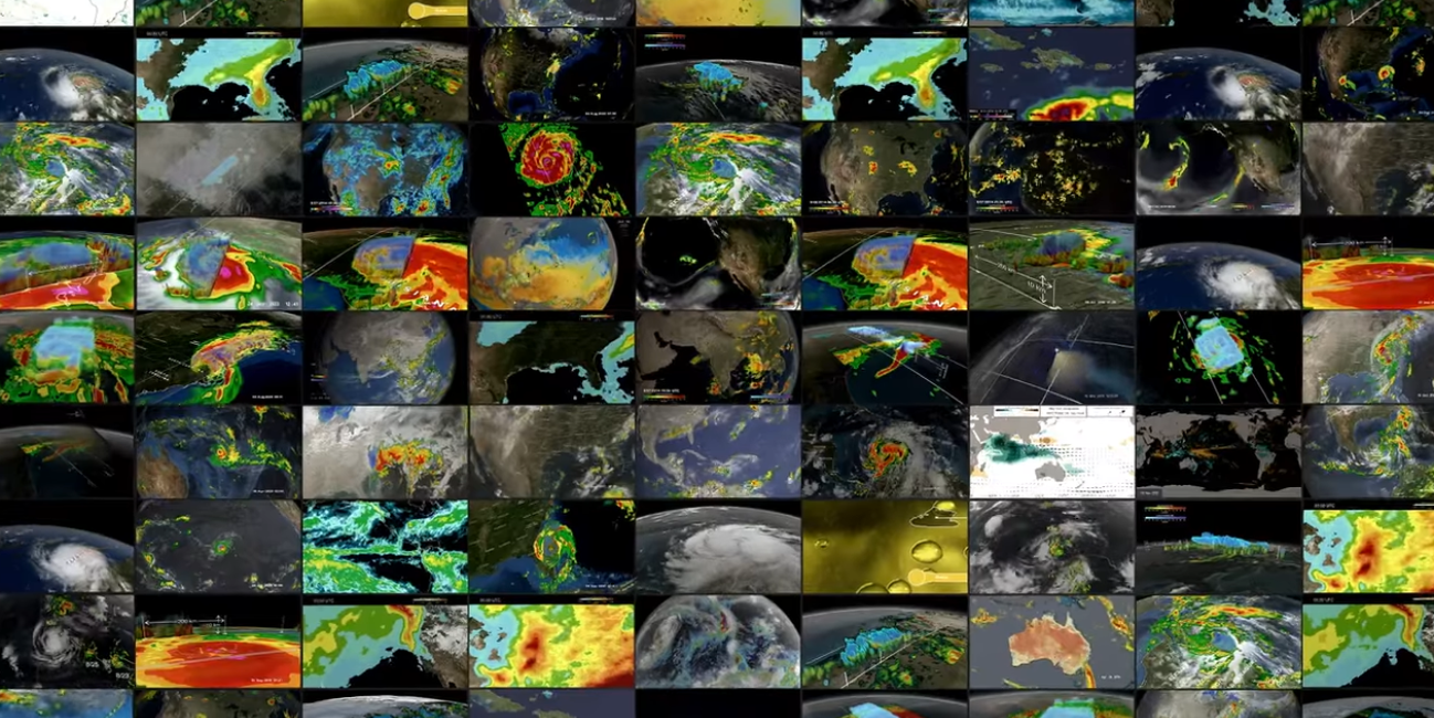 A grid showing many examples of the data GPM has collected in its 10 years of operation.