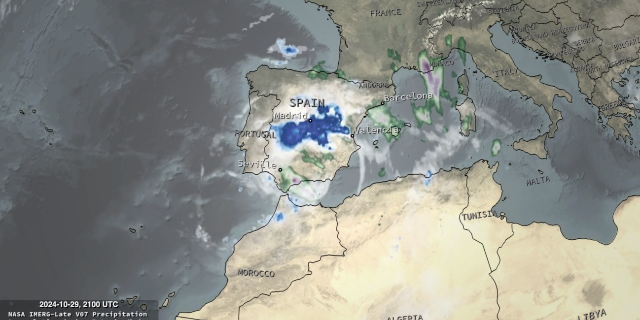 Screenshot of IMERG rain rates on October 29, 2024