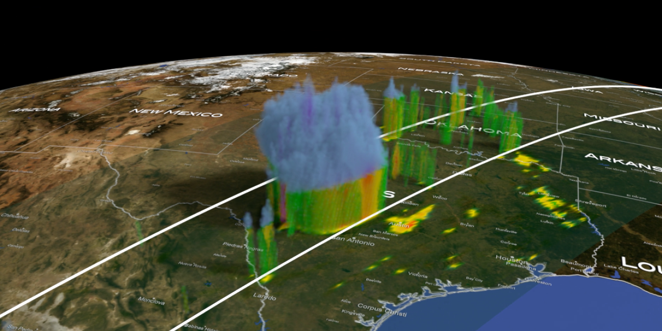 3D view of the Texas storms from the GPM satellite