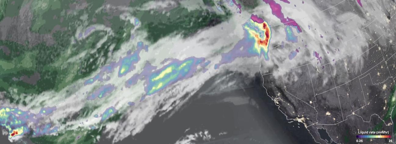 IMERG view of an atmospheric river impacting Washington State on December 9, 2025