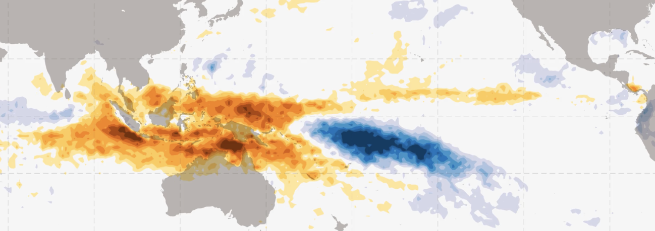 MJO Phase 1 precipitation anomaly from IMERG