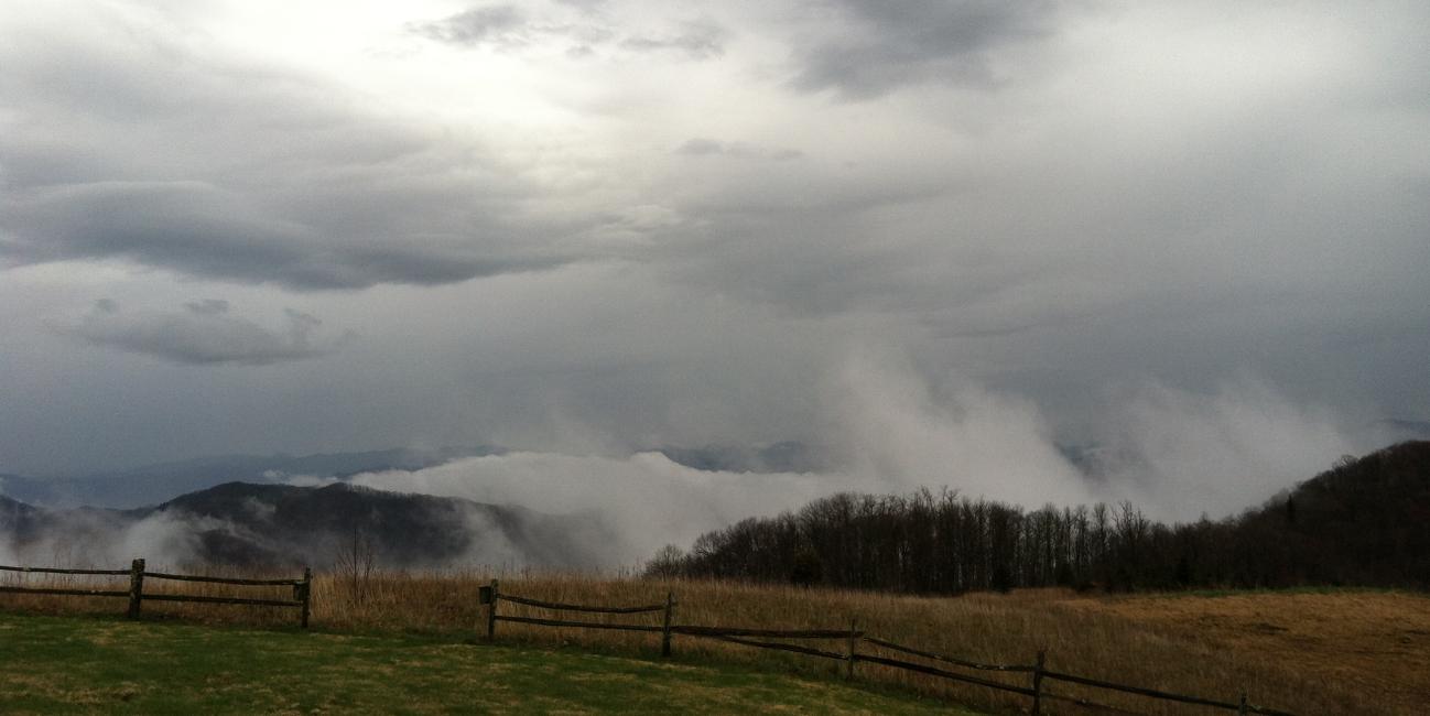 A misty mountaintop in The Smoky Mountains