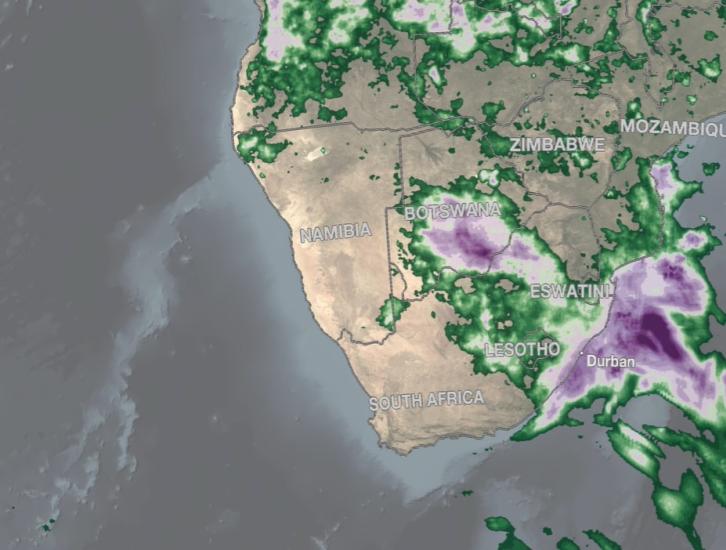 IMERG rainfall totals in South Africa, April 5 - 18, 2022. 