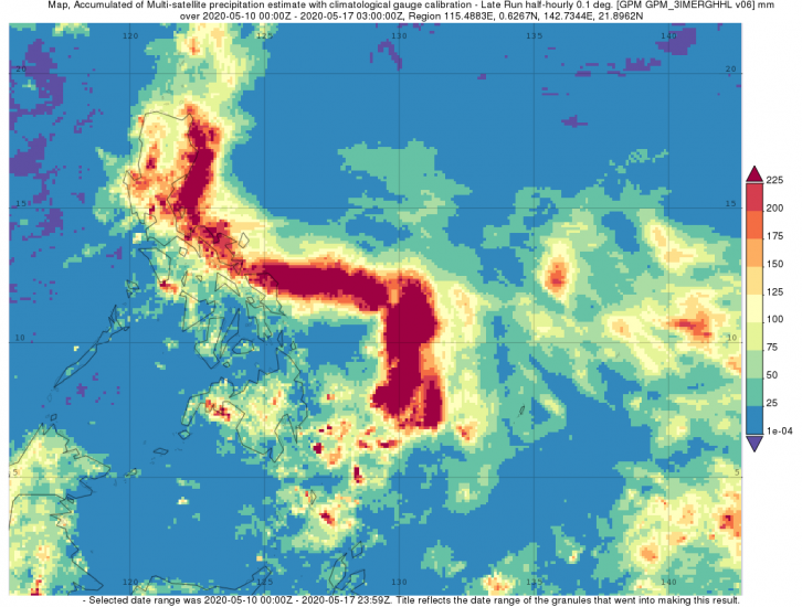 Typhoon Vongfong IMERG Rainfall Totals