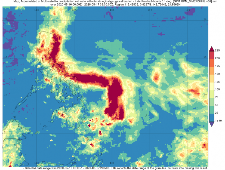 Typhoon Vongfong IMERG Rainfall Totals 