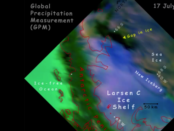 GPM Sees Larsen-C Ice Shelf Separation