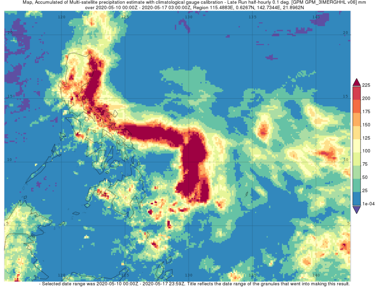 Cyclone Amphan IMERG Rainfall Totals