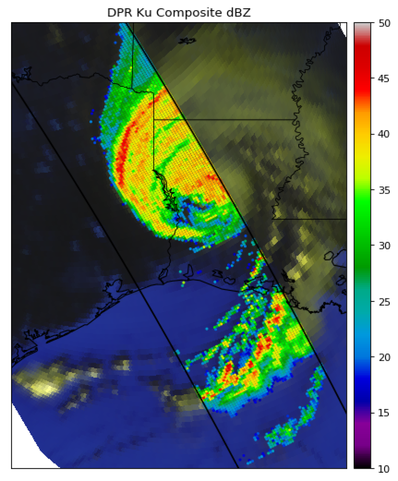 GPM Overpass of Hurricane Laura from 7:42am CT August 27, 2020.