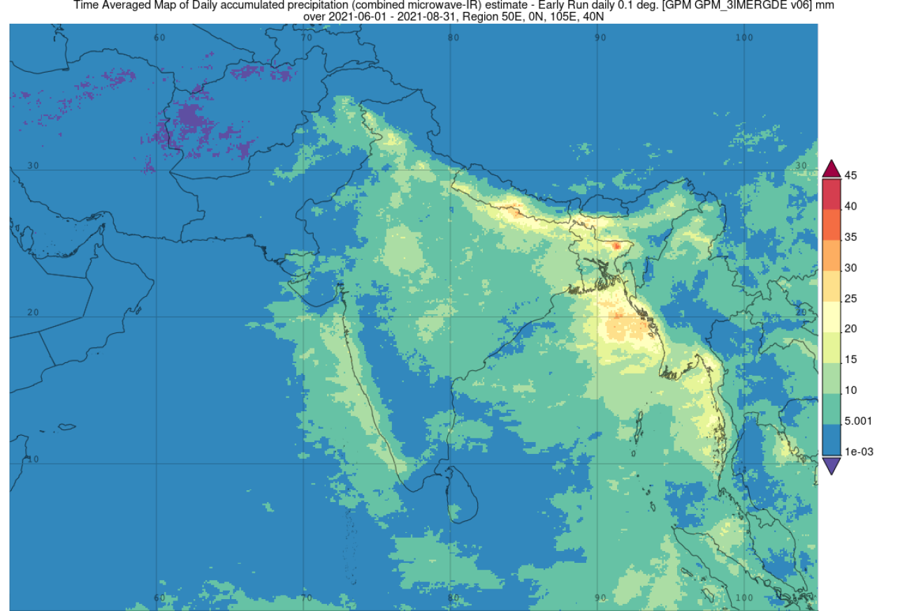 Rainfall totals in India for June July & August